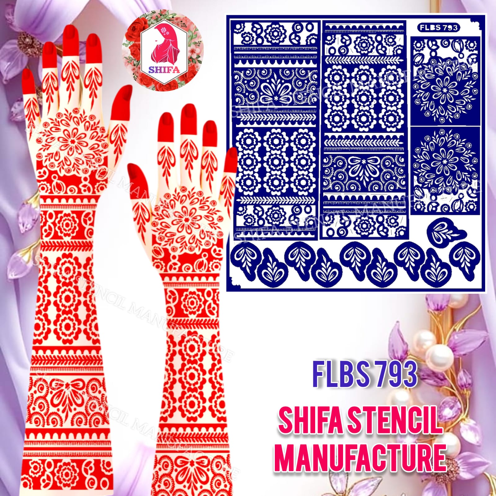 FLBS 793 Radiant Blossom Mandala Mehndi Sticker Overview Henna Stencil - Shifa Stencil